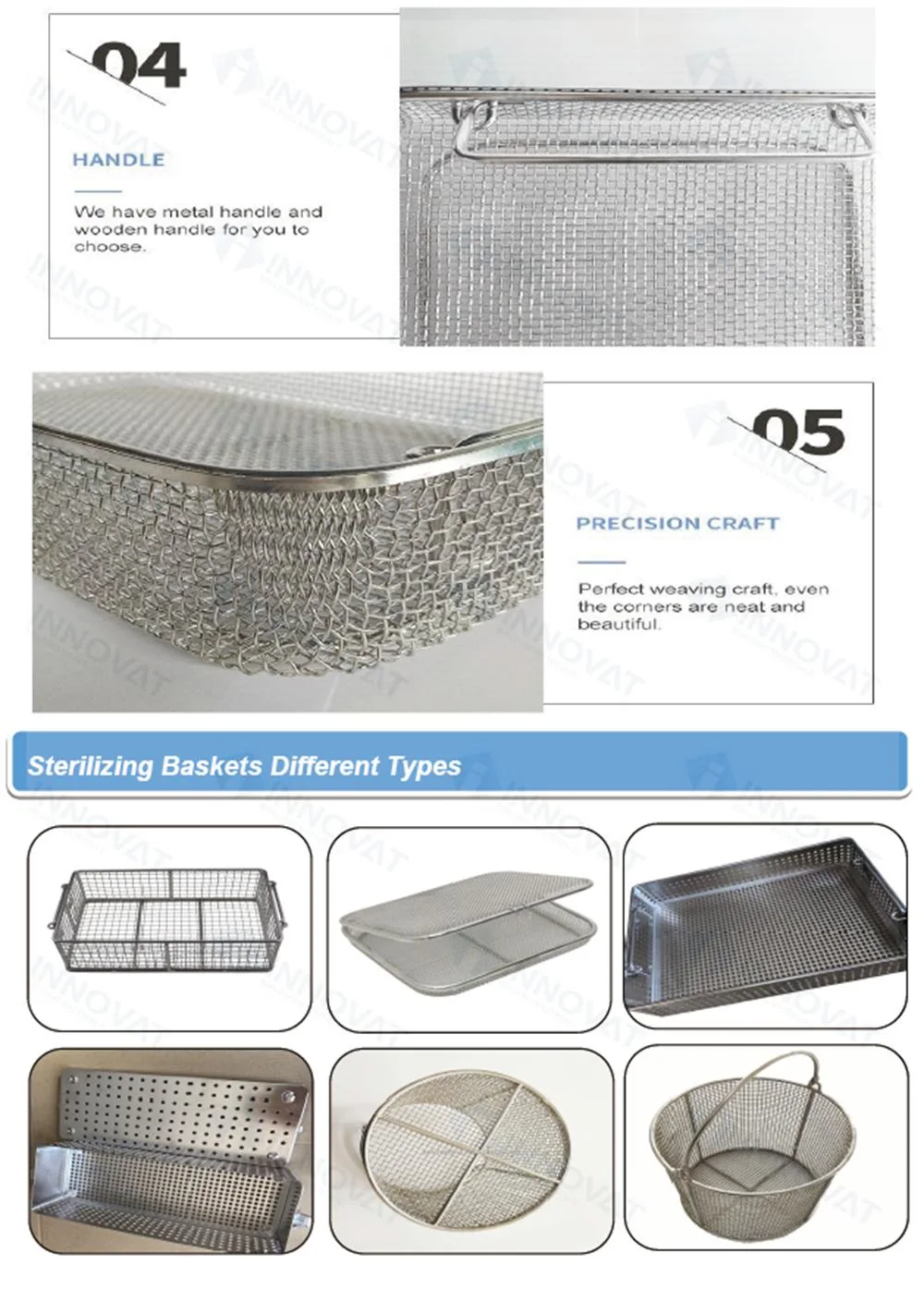 Medical Sterilizing Basket/Stainless Steel Fruit Basket/Basket with Lid/Perforated Sterilization Basket