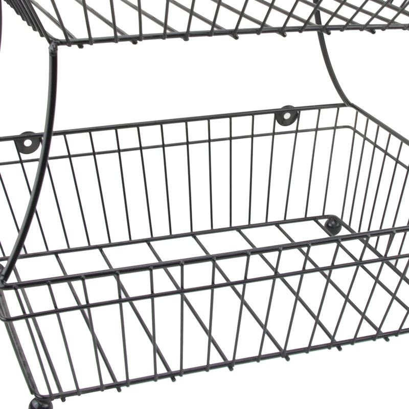 2 Tier Sturdy Metal Iron Wire Fruit Kitchen Vegetable Storage Basket