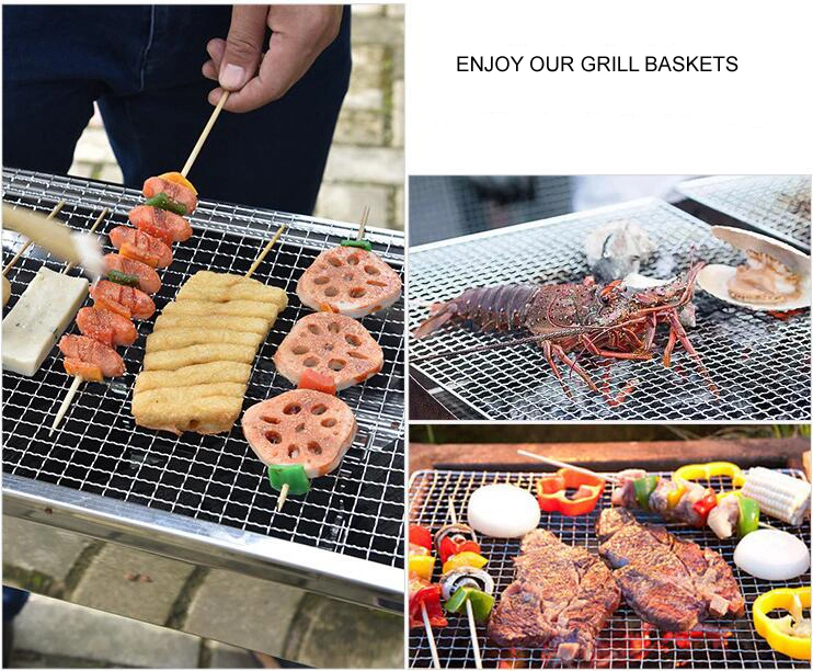 Lower Carbon Steel Wire Basket Cooling Basket Grill Mesh Baking Mesh Grill Basket Picnic and Barbecue Grill Wire Mesh