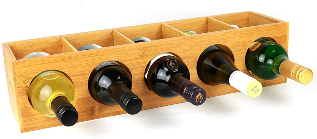 Standing Bamboo Wine Glass Bottle Holder, Countertop Storage Wall Wood Wine Display Rack