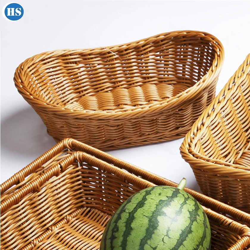 Haosen PP Rattan Storage Basket Plastic Rattan Bread Basket