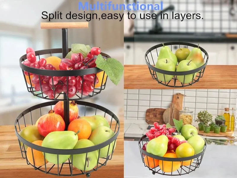 Kitchen Accessories 2 Tier Iron Wire Fruit/Food/Storage Basket