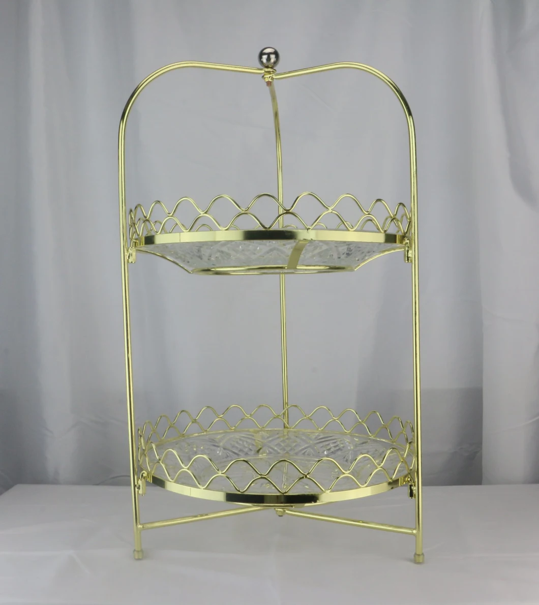 Light Luxury Style Gold 2-Tier Pastry Display Rack Livingware Fruit Basket