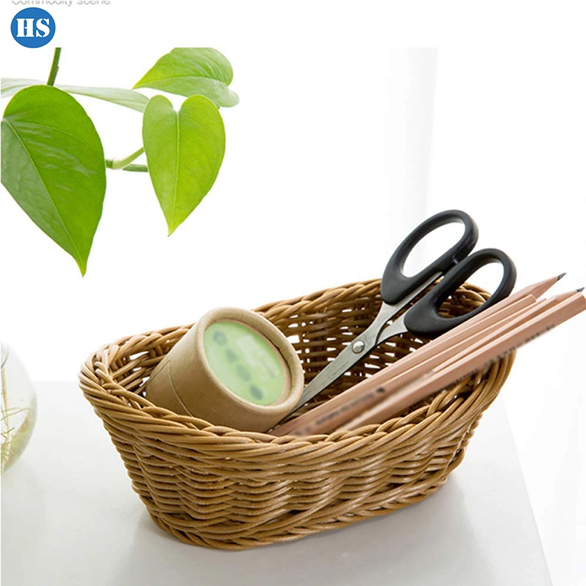 Haosen PP Rattan Storage Basket Plastic Rattan Bread Basket