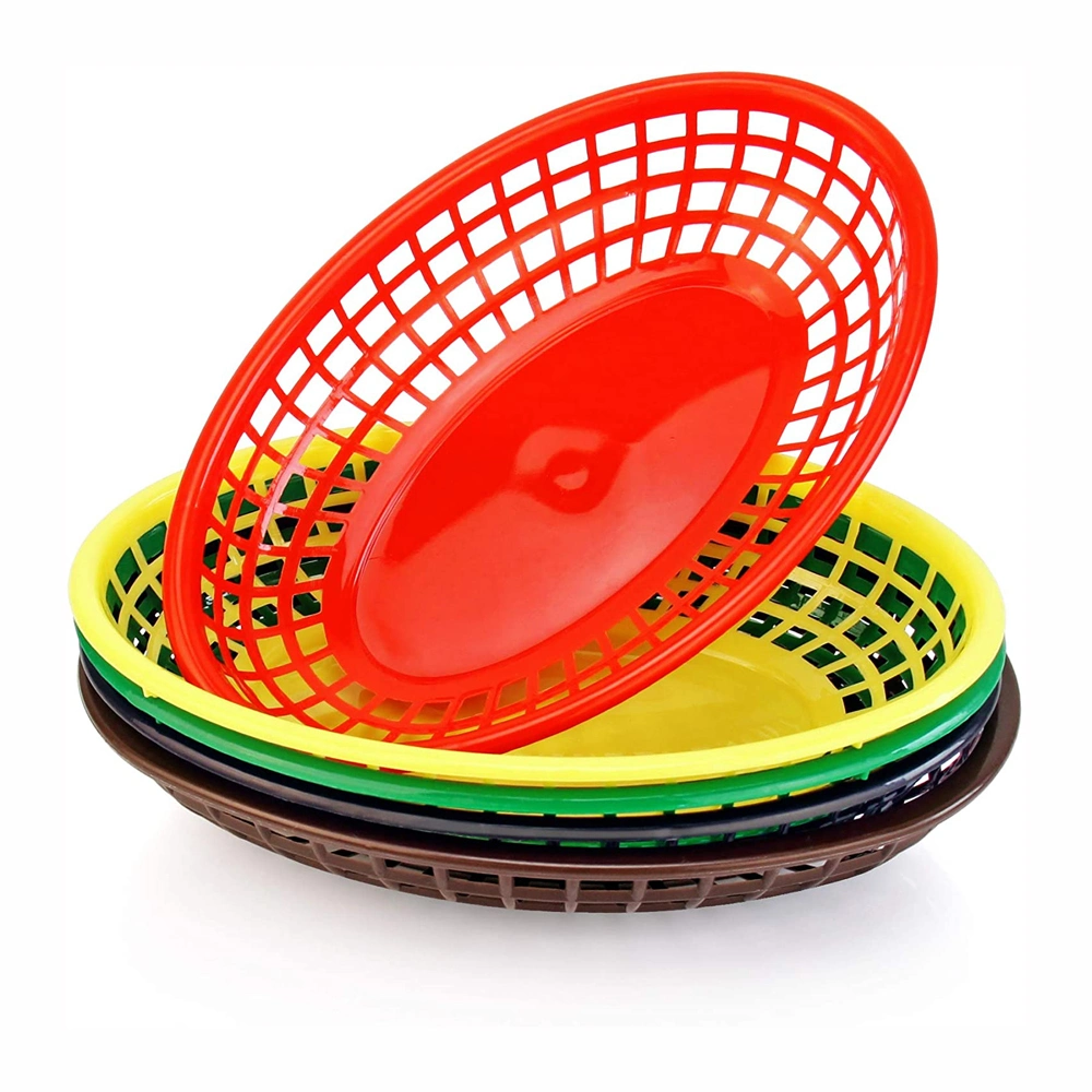 Plastic Fry Fast Food Basket Bread Baskets Oval-Shaped Tray Restaurant Supplies, Deli Serving Bread Basket for Chicken, Burgers, Sandwiches & Fries