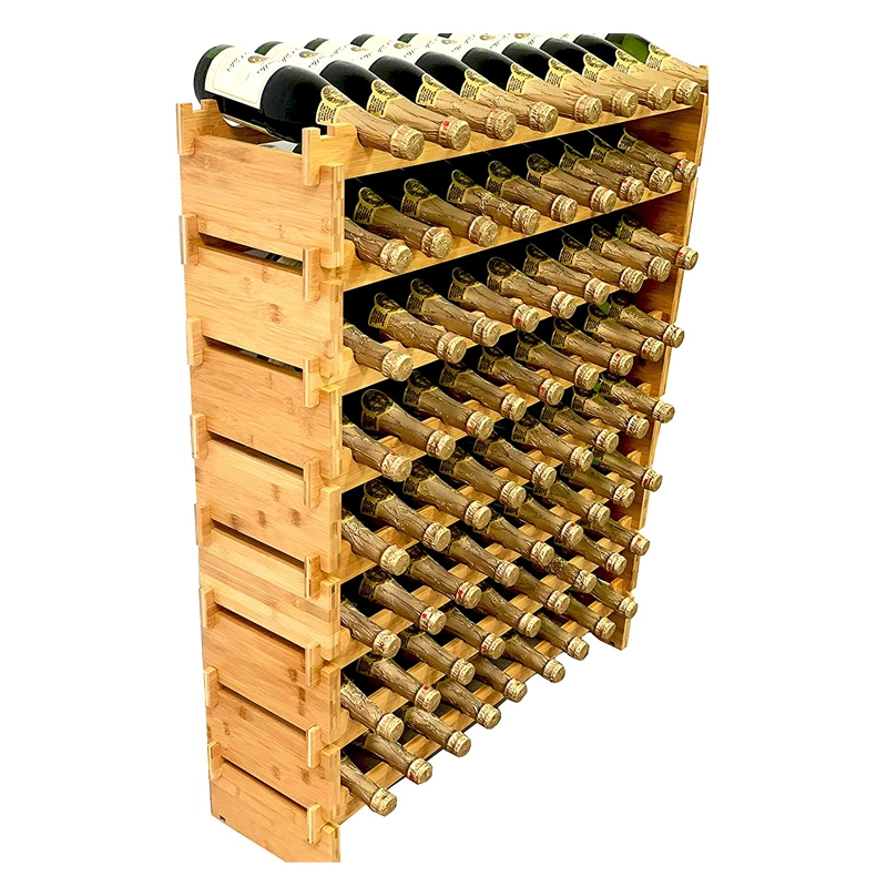 Wholesale Bamboo Stackable 72 Bottles Bottle Wine Rack