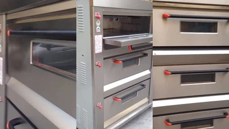 Bäckereiausrüstung 2-Deck-4-Tablett-Gas-Pizzaofen-Backmaschine Lebensmittelmaschinen Lebensmittelbäckerei Küchenausrüstung